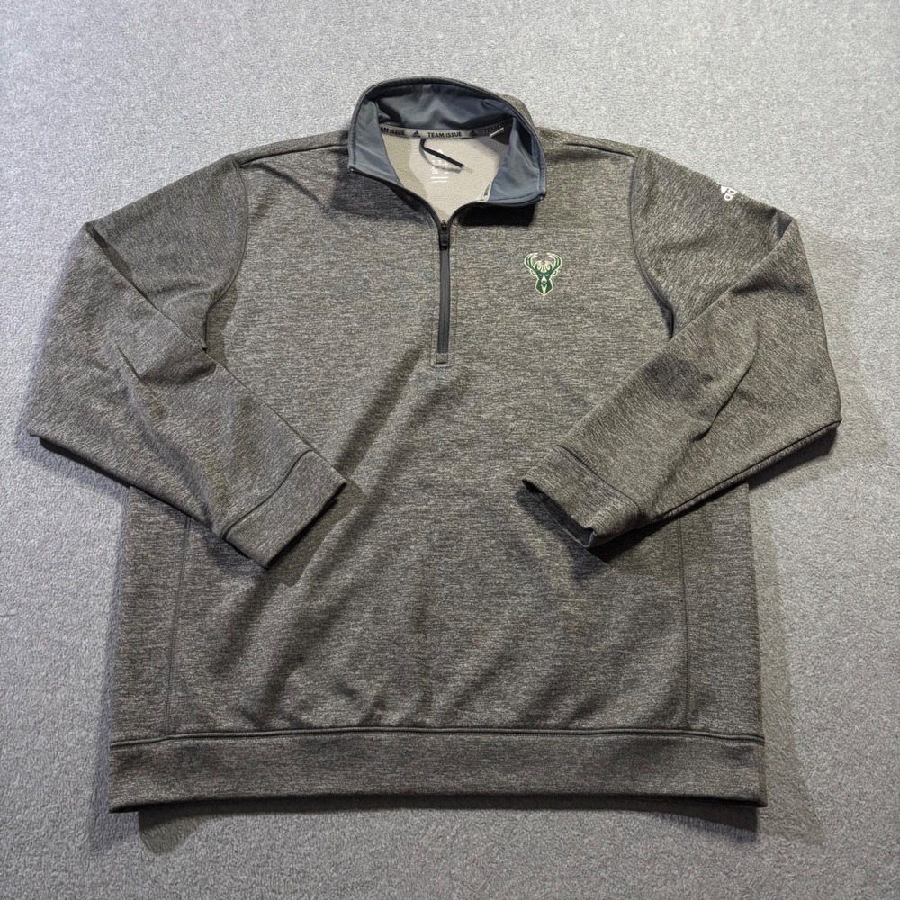 Adidas Milwaukee Bucks Quarter Zip Pullover Men's XL Gray ClimaWarm Team Issue